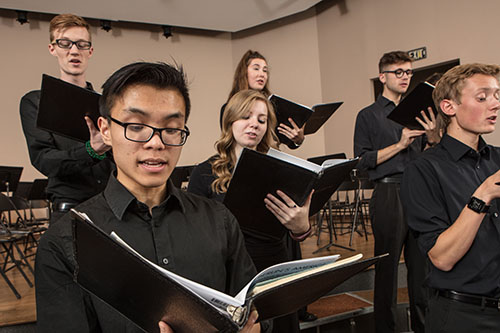 students singing