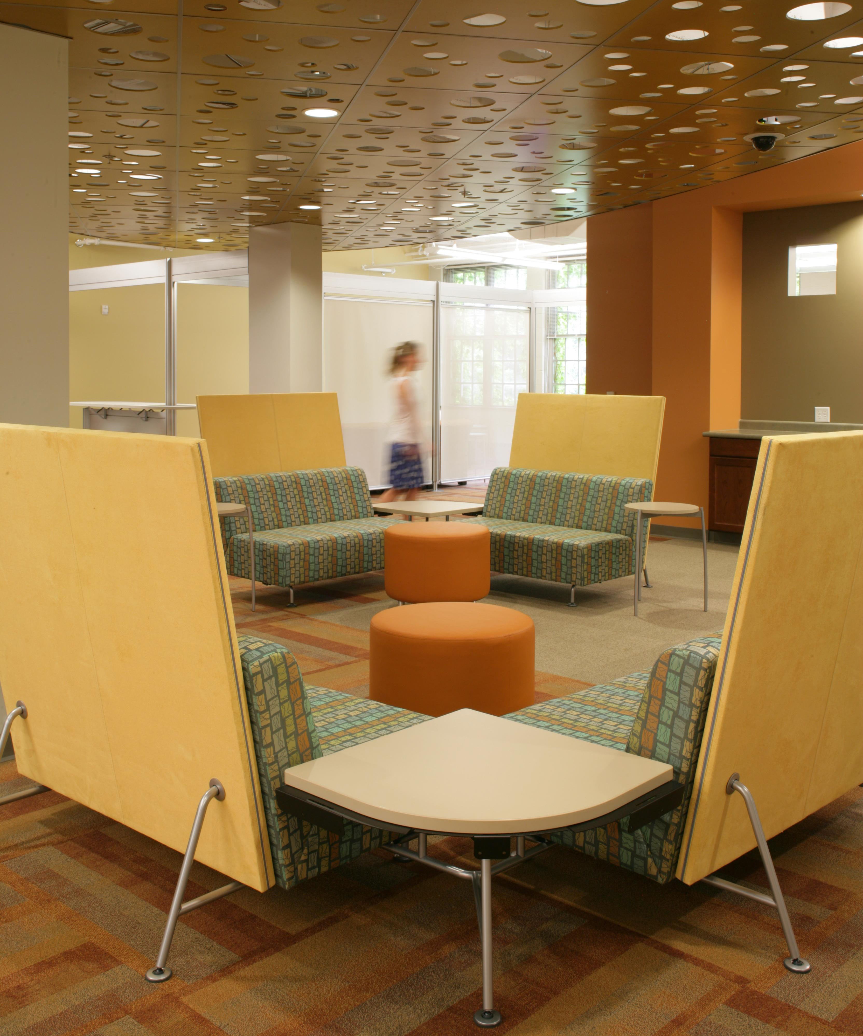 furniture and a girl walking