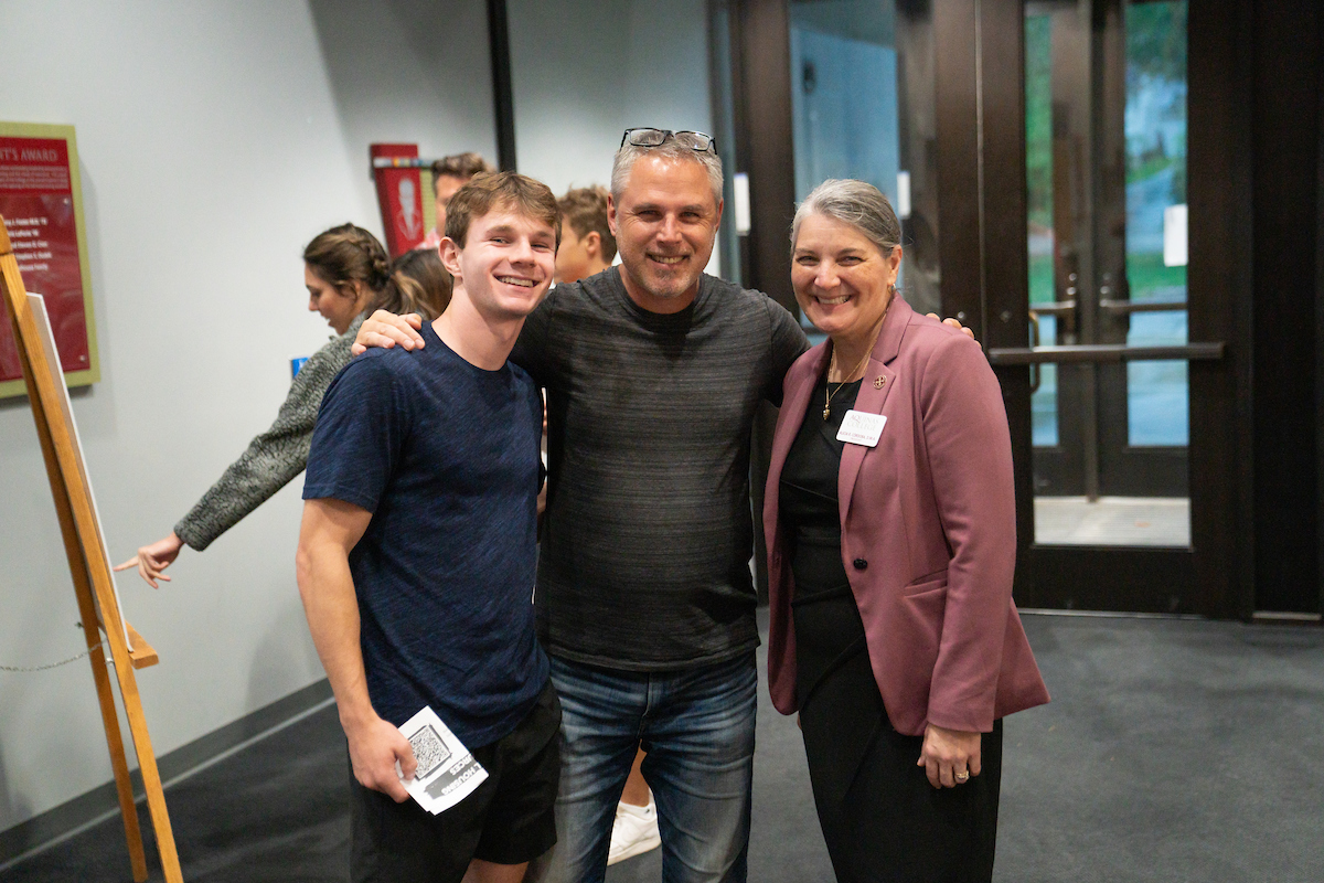 President with incoming student and parent